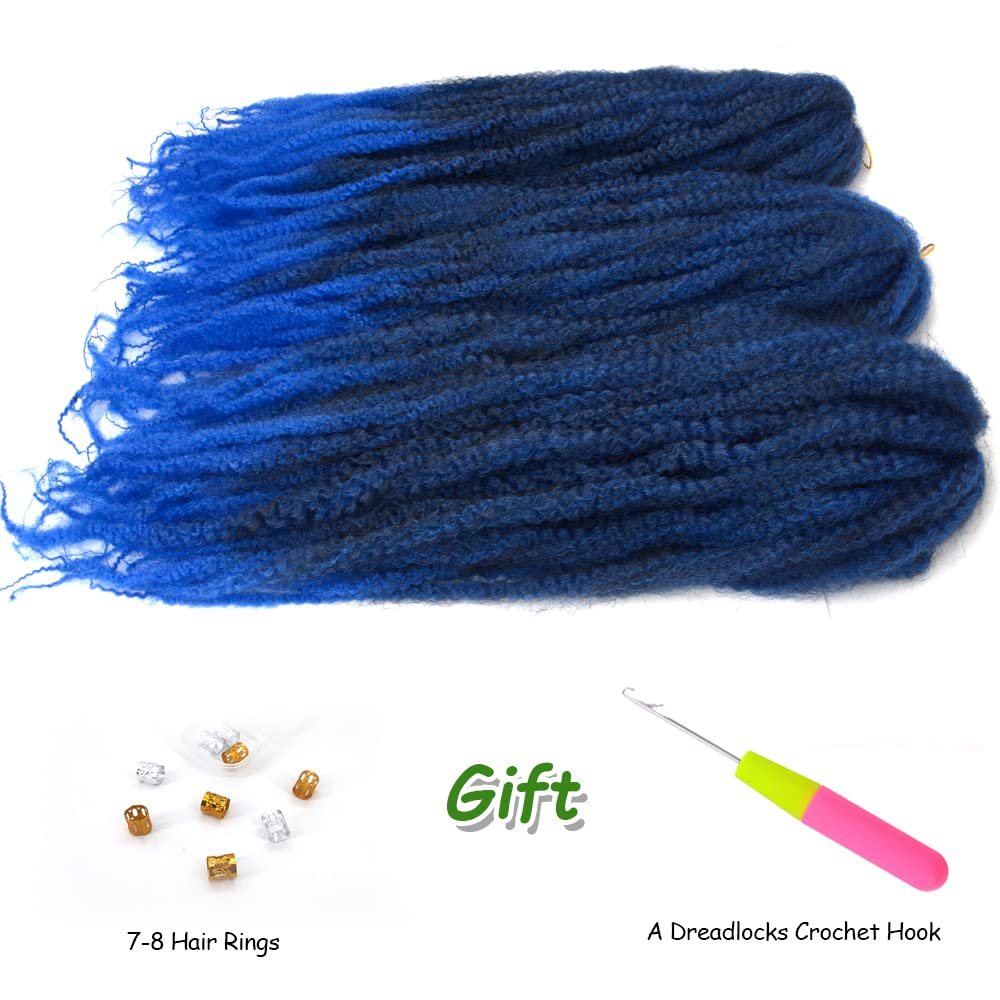 Marley Hair 24 inch Twist Braiding Hair Extension - Long Afro Kinky Synthetic Fiber Crochet Hair (1B/Blue)