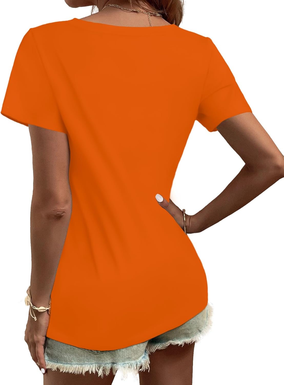 Elesomo Long Sleeve Shirts for Women Cotton Tshirts V Neck Spring Tops Basic Tee - Image 4