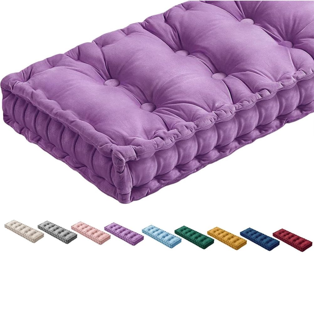 Panca in velluto tufted, 110 x 45 x 10 cm, cuscino per seduta da interni, per finestra a golfo, sedie da cucina, divani da pranzo, tavolo spesso, viola, 120 cm, 150 cm, 80 cm, 100 cm