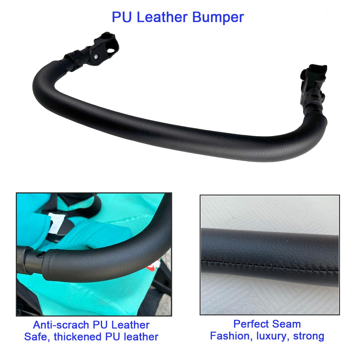 Baby Stroller Accessories Bumper Bar, Crossbar Compatible with gb Pockit+ All City, All-Terrain, Cybex Libelle, Orfeo Strollers，PU Leather Surface (All-Terrain Armrest) (Small Size)