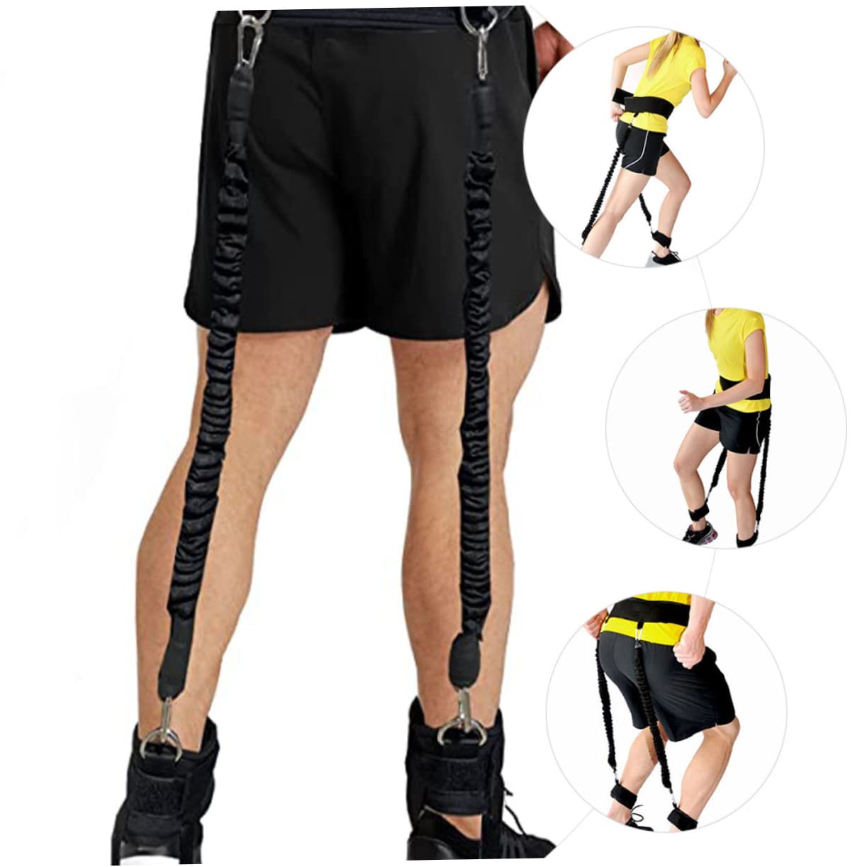 ibasenice Fasce Elastiche di Resistenza per Caviglie in Neoprene e Pelle Rigenerata Nero Set 1 per Allenamento Sicuro e Gambe Snelle per Esercizi Indoor e Outdoor
