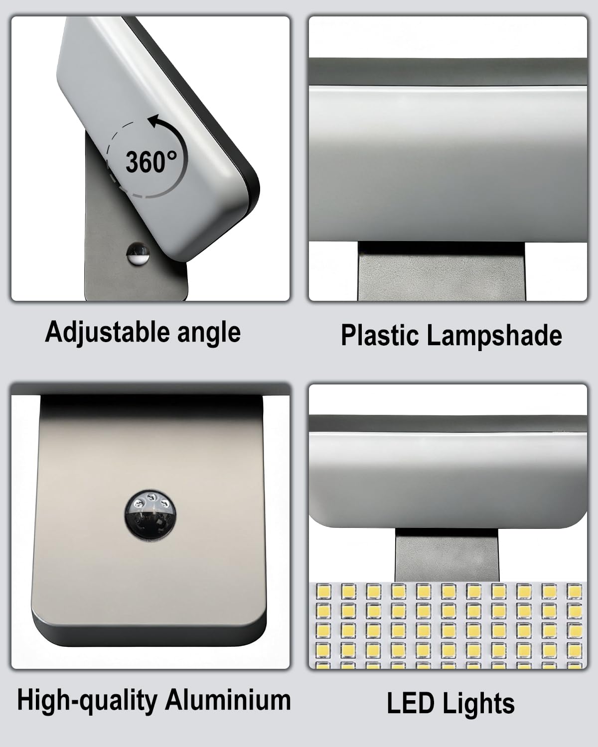 EBION LED Aplique Pared Exterior con Sensor de Movimiento,IP65,3000K-6500K | Lampara de pared con Panel Giratorio de 350°, Moderna de Aluminio Aplique Exterior Interior para Jardín Porches,Entradas