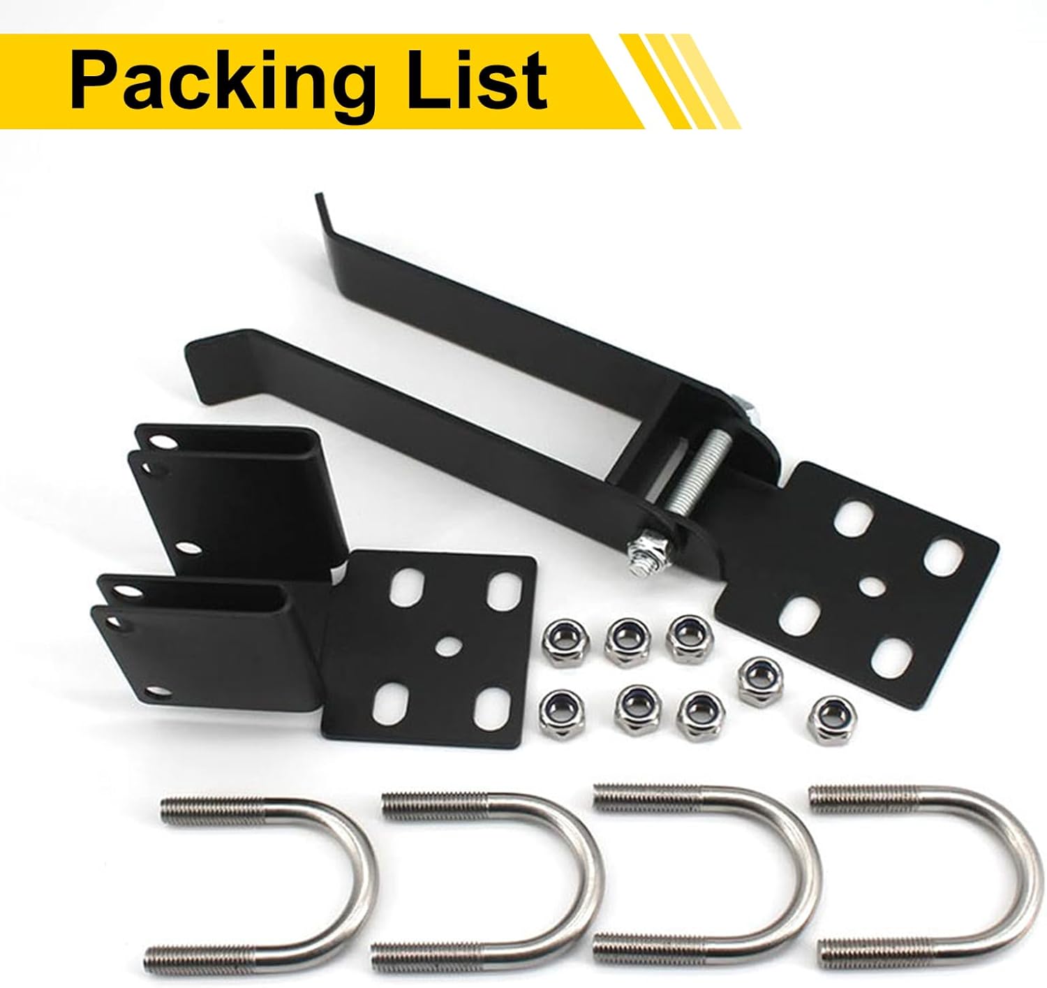 Heavy-Duty Chain Link Double Gate Latch for 1-3/8" Gate Frames, Secure Arm Design with Padlock Holes for Ranch & Yard Fences (Black)