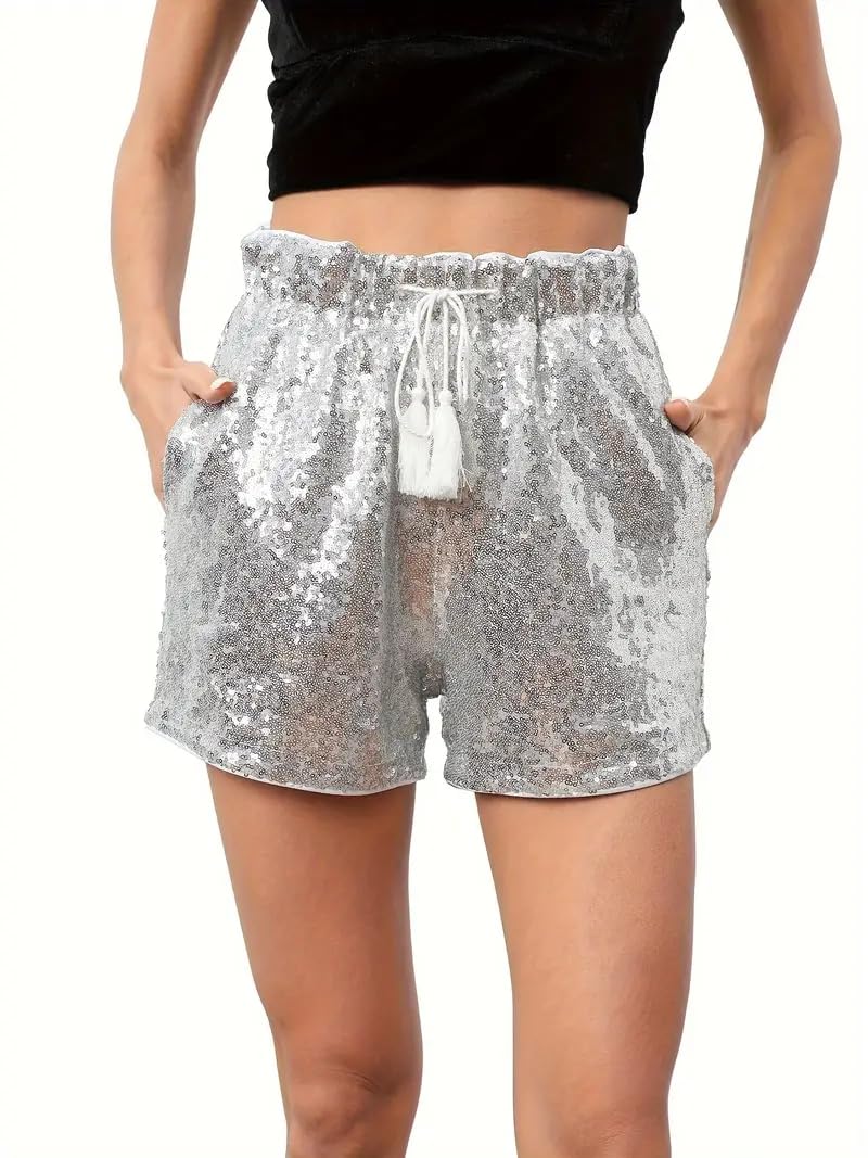 pink wings Women's Sequins Shorts Elastic Waist Shorts Hot Pants-picture-51