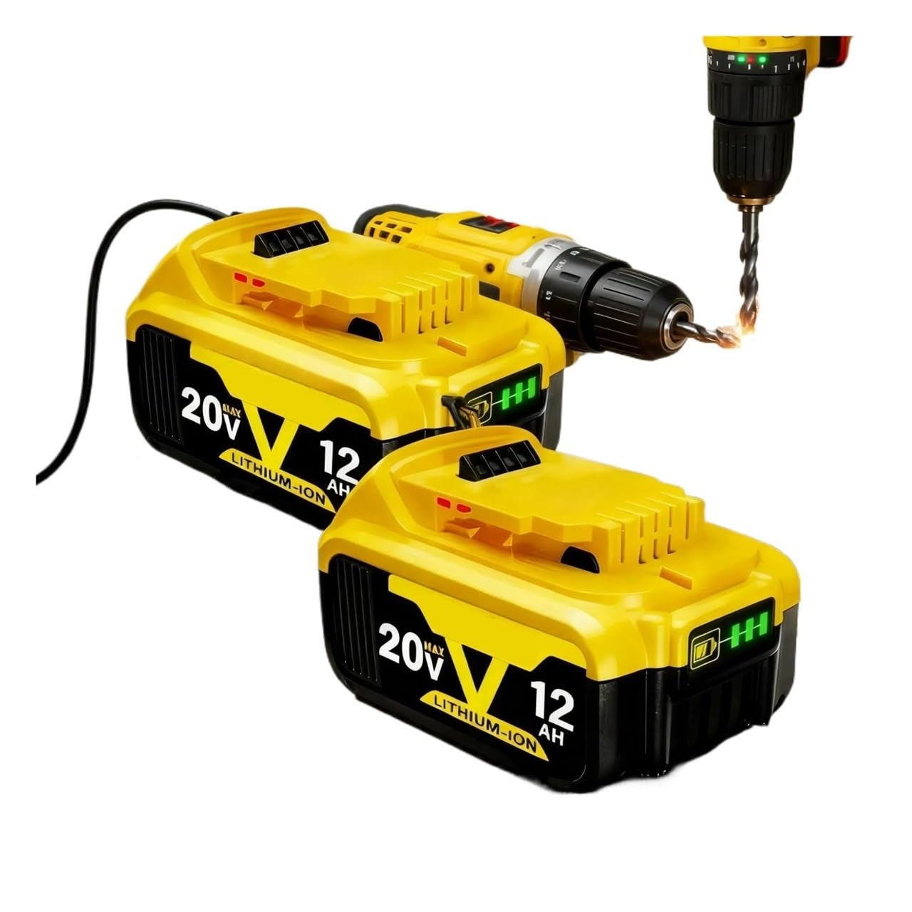 Batteria sostitutiva agli ioni di litio da 12000 mAh 20 V compatibile for utensili elettrici Dewalt DCB200 DCB206 DCB204(1PCS 8.0Ah battery)