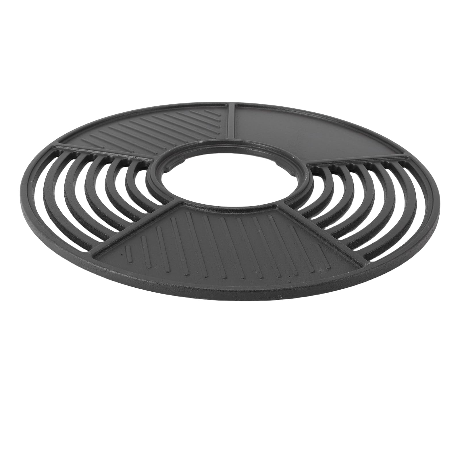 Żeliwna Płyta Grillowa, Okrągła 42 Cm, Pokryta nieprzywierającą emalią, Ruszt Grillowy do Kuchenek Opalanych Węglem Drzewnym i Gazem, ze Zdejmowanymi Uchwytami, Idealny do Gotowania w
