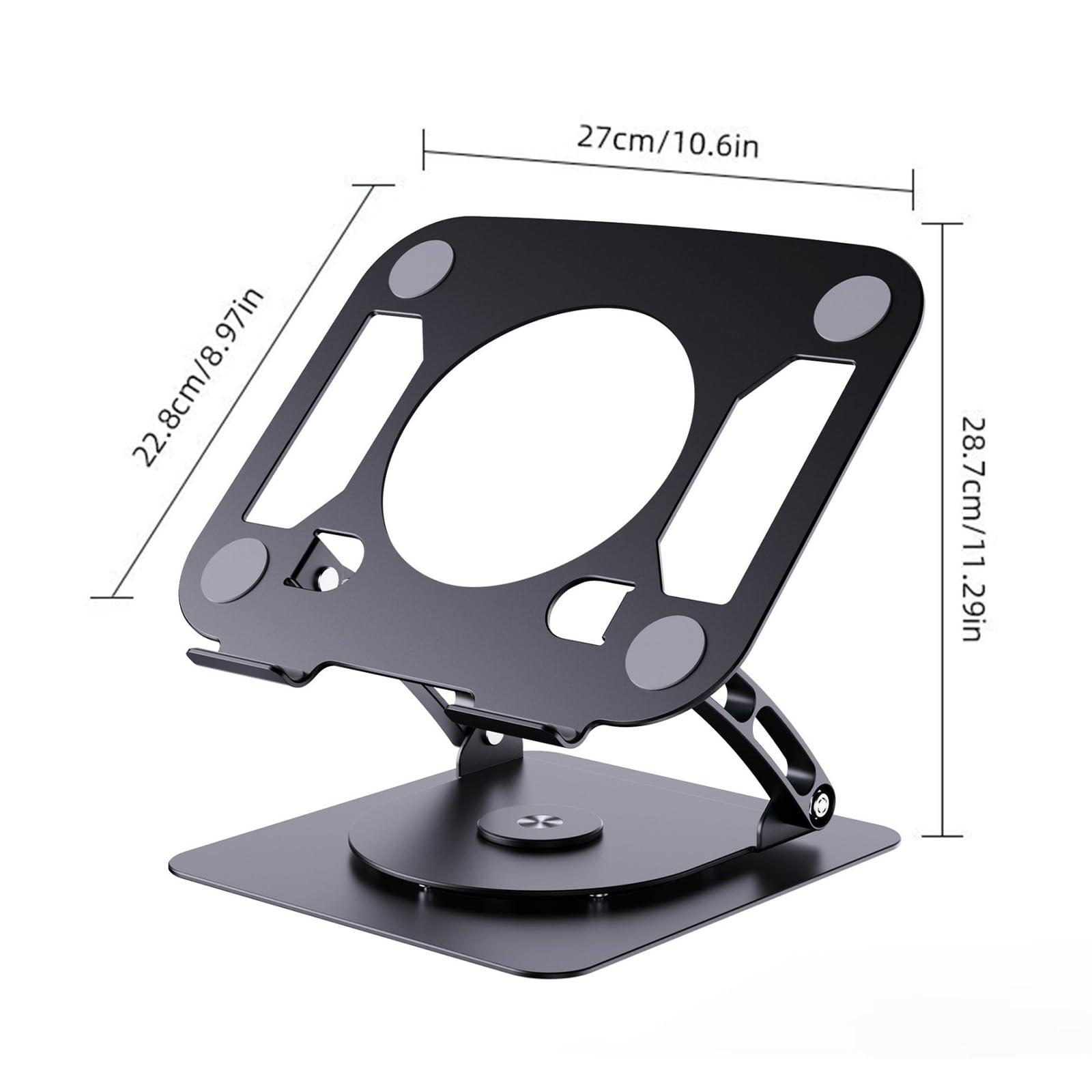Soporte ergonómico para portátil con base giratoria de 360°, altura ajustable de 50 mm a 290 mm, soporta hasta 10 kg de enfriamiento de peso de oso