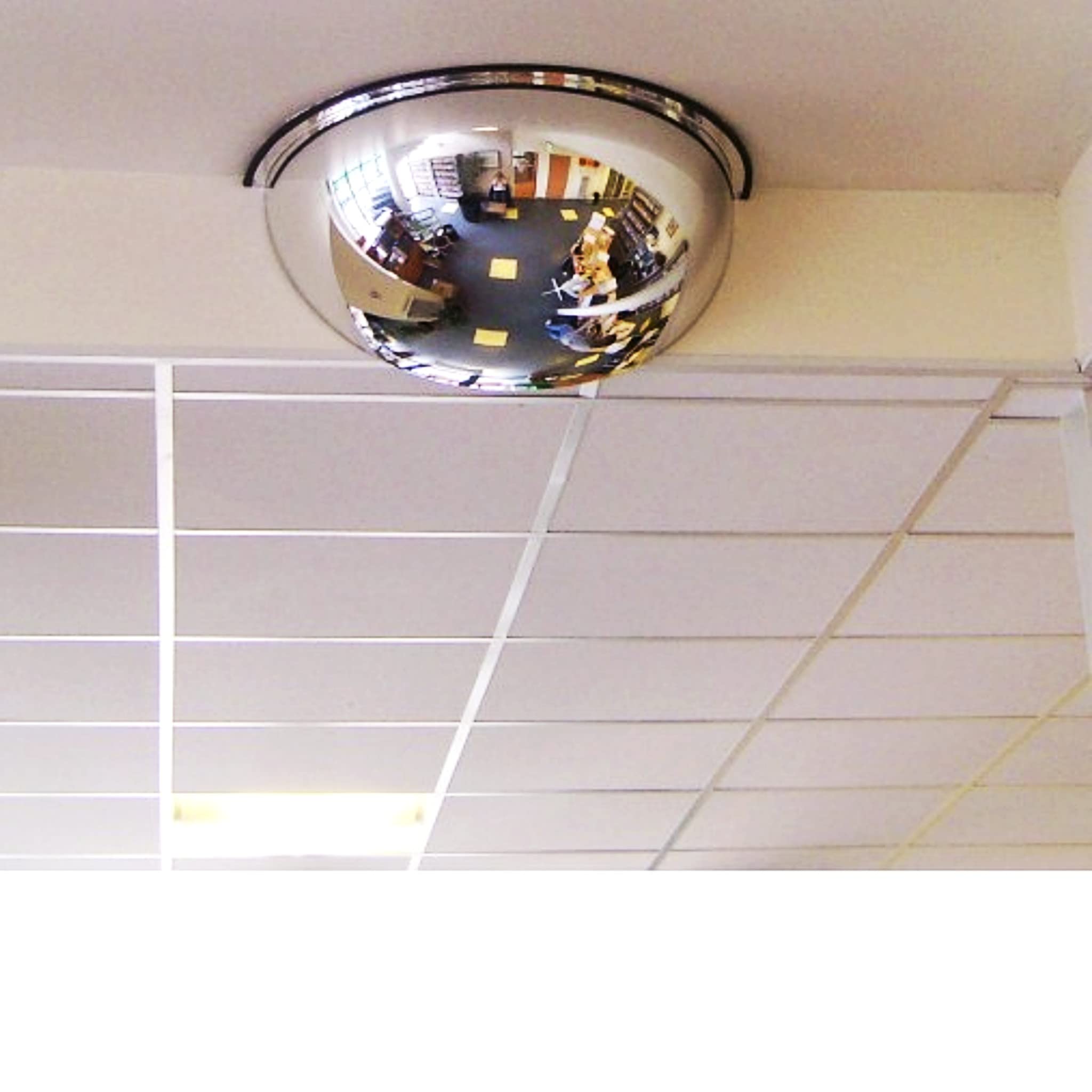 Bricoloco Miroir de sécurité 60 cm plafond demi-lune 180 degrés Grand miroir semi-circulaire de surveillance pour bureaux et magasins