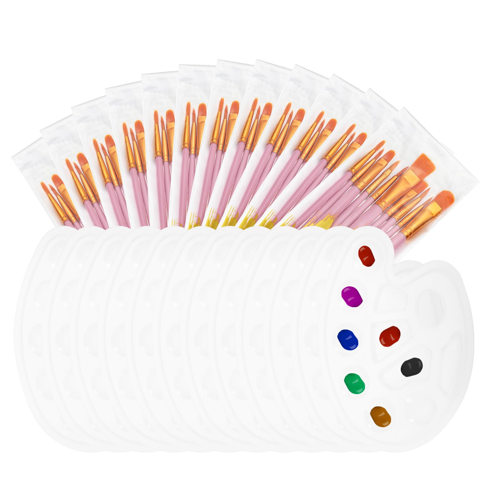 Pinceaux peinture en nylon rigoureux et palettes design rose clarté pour l'art de la toile