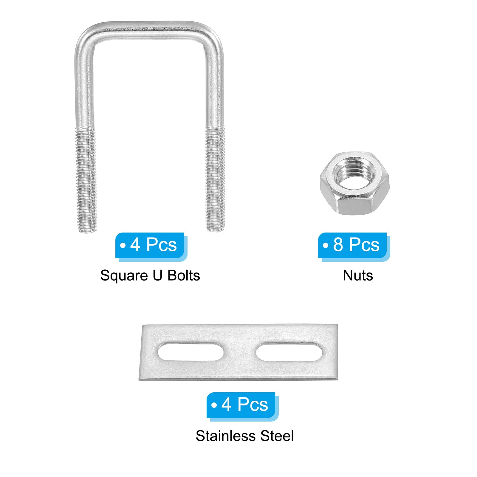 PATIKIL M8x40x80mm Square U-Bolts Kit - Image 3