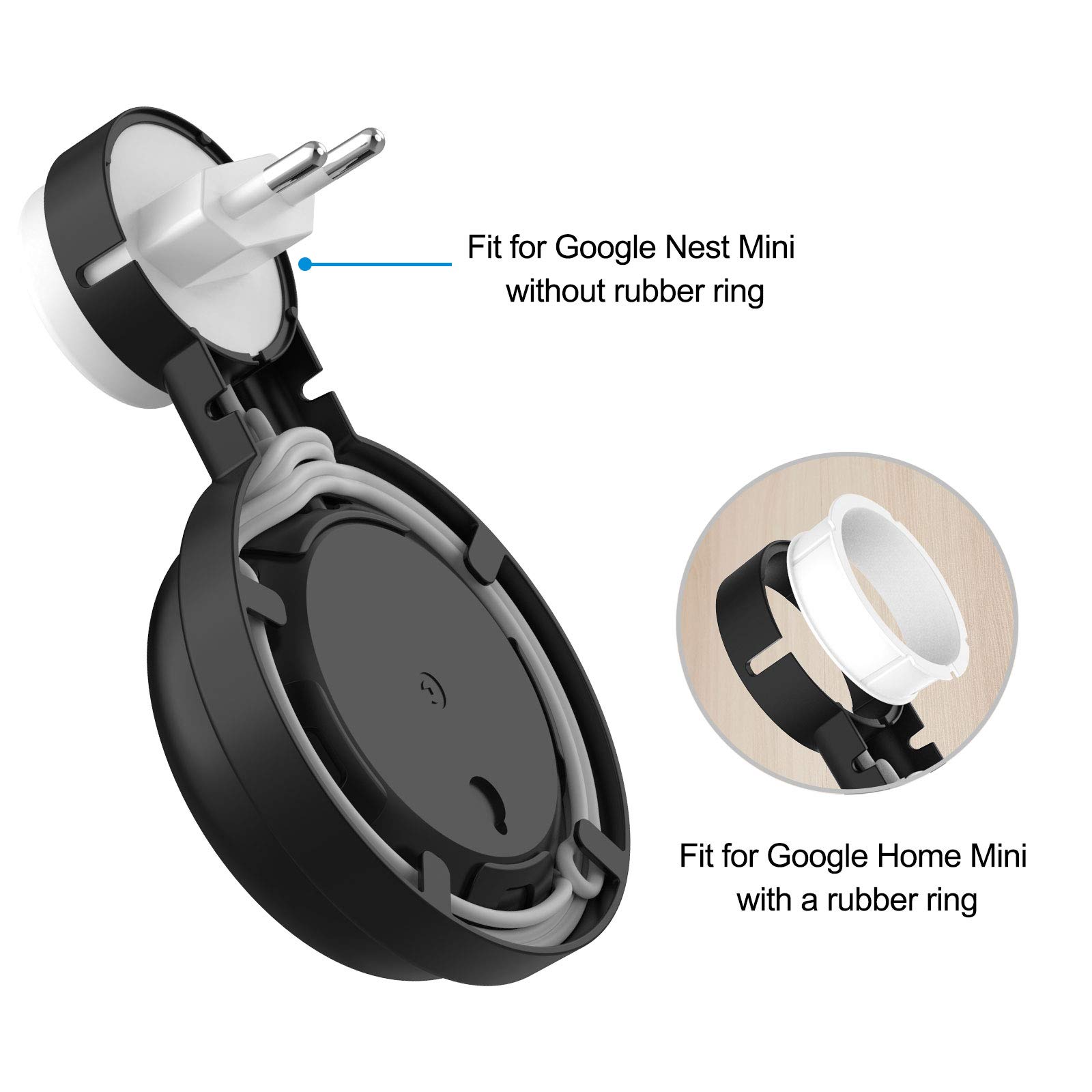 PlusAcc Support Mural Pour Google Nest Hub/Show 5 - Noir - Gain De Place - Gestion Câbles