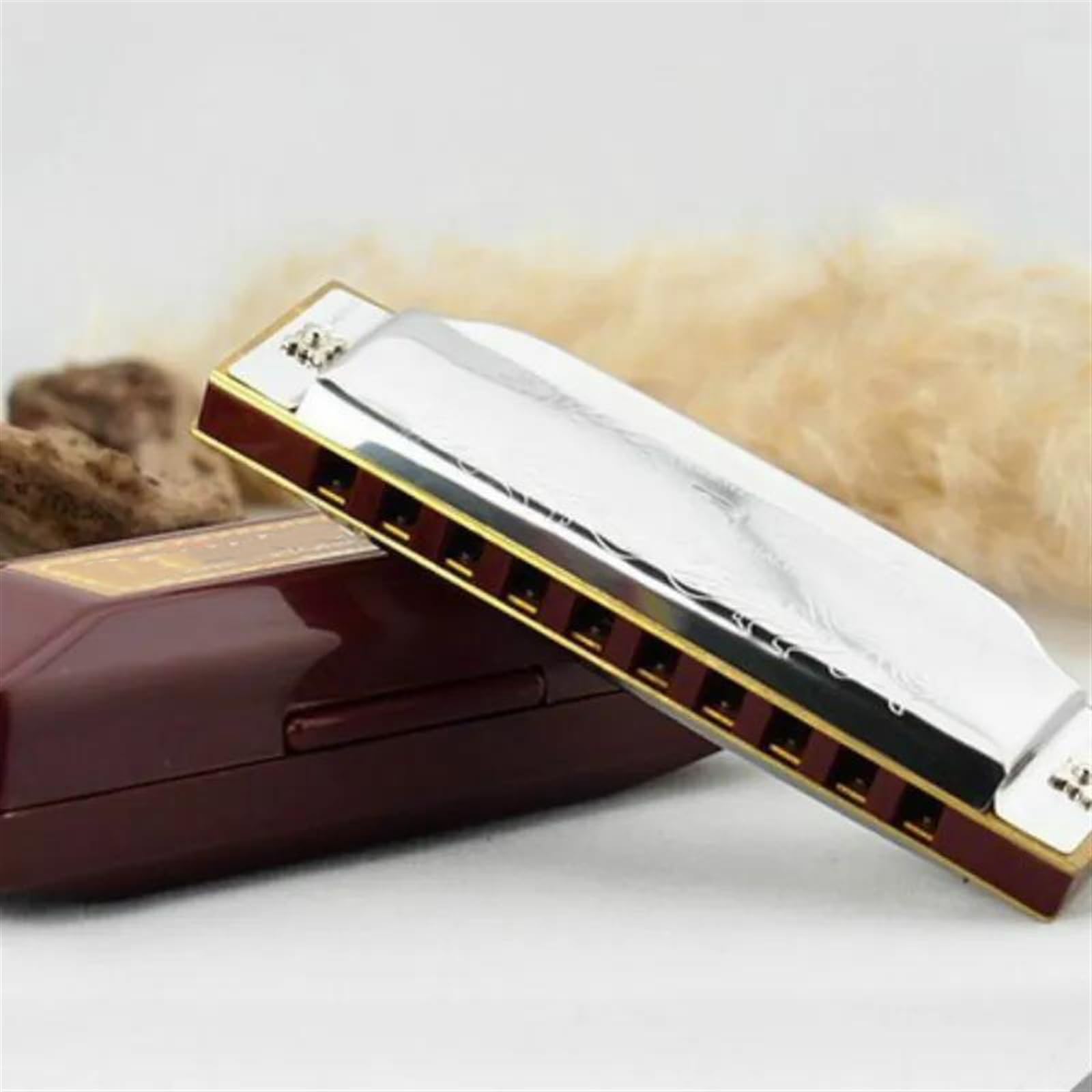 Harmonijka 10-otworowa harmonijka diatoniczna bluesowa C Key Harp Instrument dęty drewniany odpowiedni dla początkujących