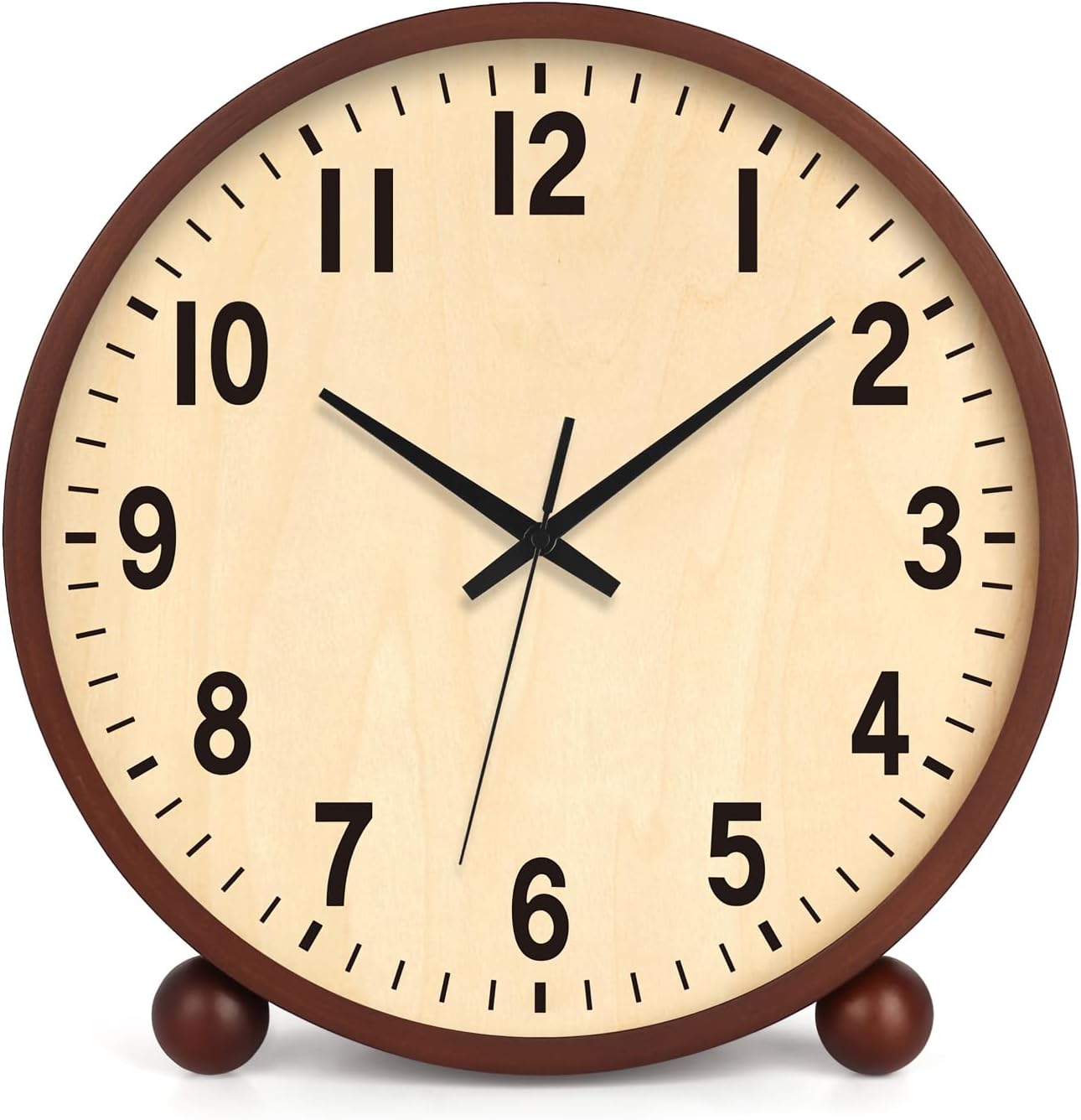Maxspace Reloj de mesa de madera, reloj de escritorio silencioso sin tictac de 8 pulgadas, funciona con pilas, reloj analógico de escritorio para