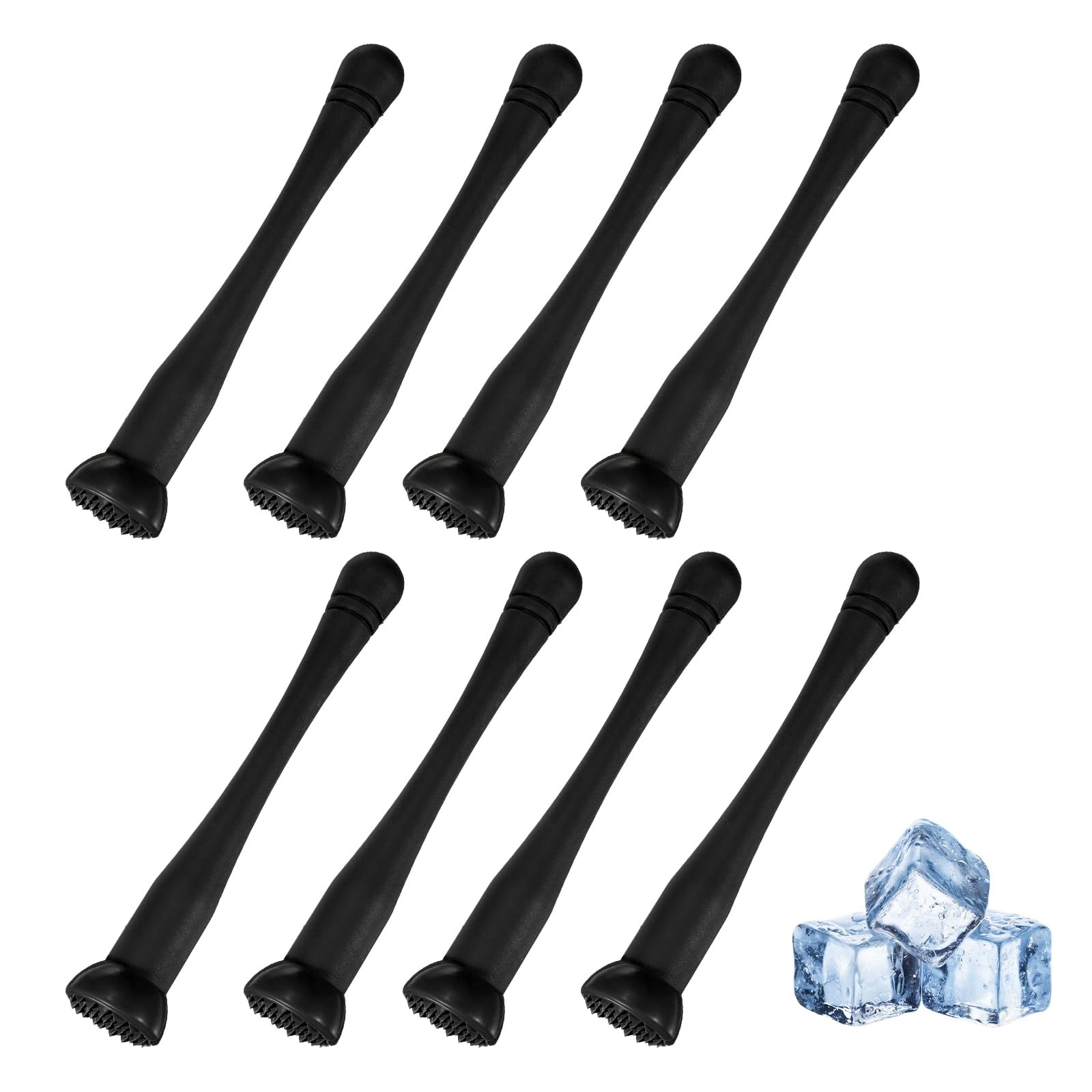 sourcing map 8 Pcs Cocktail Muddler, 9 Inch PP Drink Muddler Bar Accessories Tools Ice Crusher for Home Party Cocktail Fruit Drinks, Black (Thin)