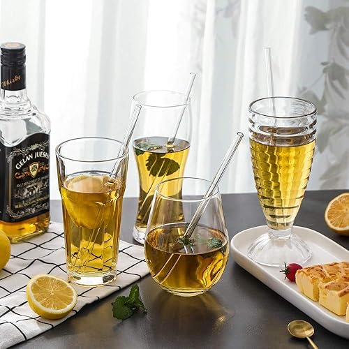 Miniatura 7 de Paquete de 10 pajitas de cristal, reutilizables, con 10 pajitas de batido rectas y 2 cepillos de limpieza, pajitas reutilizables para café, té,