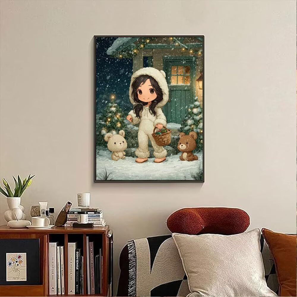 Zestaw do malowania diamentami 5D, DIY dziewczyna zima diament malarstwo zestawy dla dorosłych, zestawy sztuki diamentowej Rhinestone Ścieg krzyżykowy Malarstwo dla dorosłych Początkujący Dekoracja