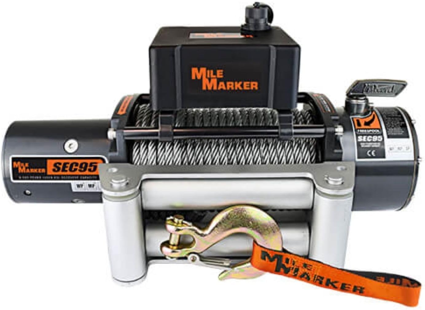 MILE MARKER 76-50251BW Winch SEC 12 | 3/8” x 100’ Steel Cable | 12,000 lb Pulling Capacity | Reliable Performance on Tough Terrains | 4.9 HP Series Wound Motor