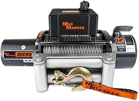 MILE MARKER 76-50251BW Winch SEC 12 | 3/8 x 100 Steel Cable | 12,000 lb Pulling Capacity | Reliable Performance on Tough Terrains | 4.9 HP Series Wound Motor