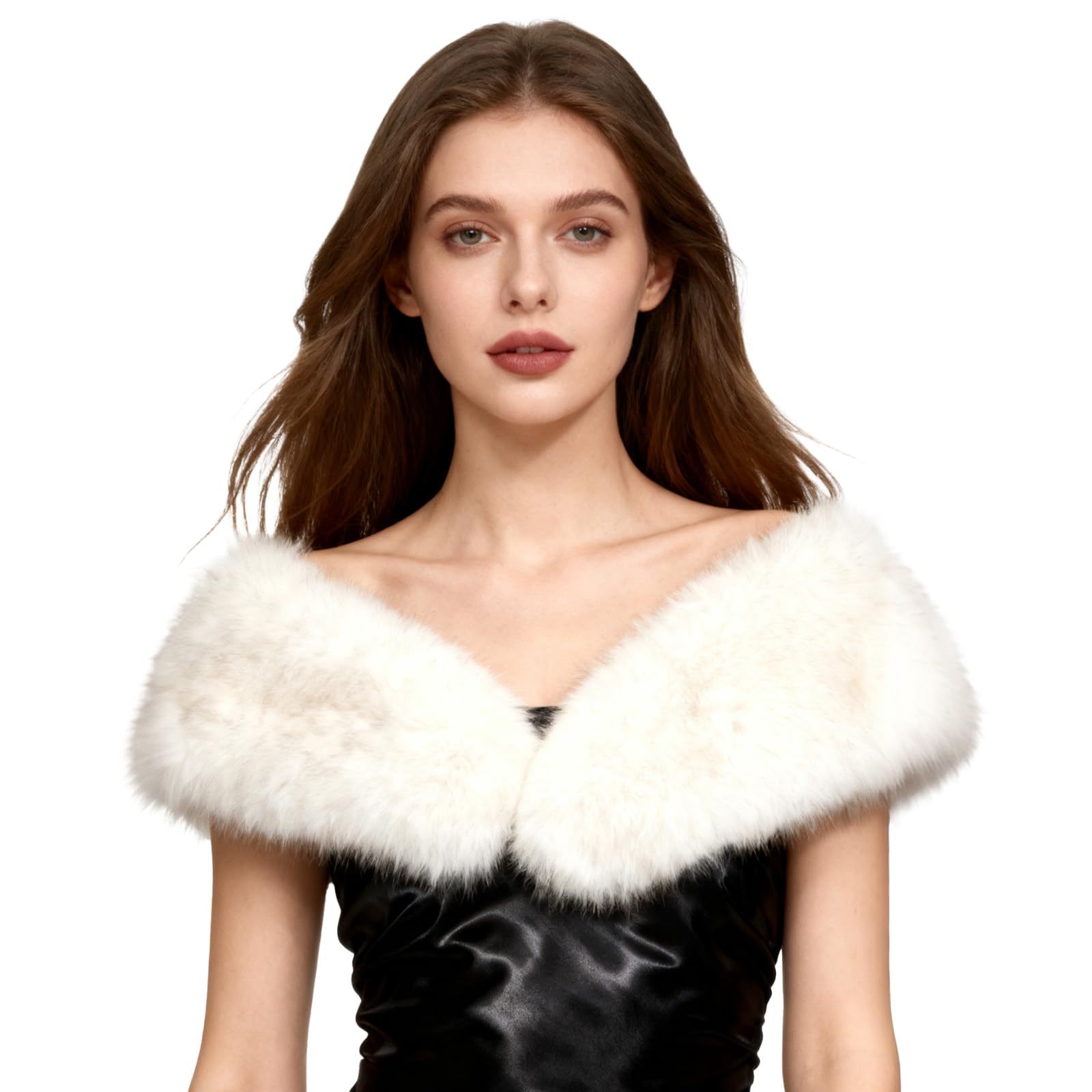 XEPST Châle en fausse fourrure pour femme, écharpe en fausse fourrure pour femme, écharpe enveloppante blanche pour l'hiver, écharpe duveteuse