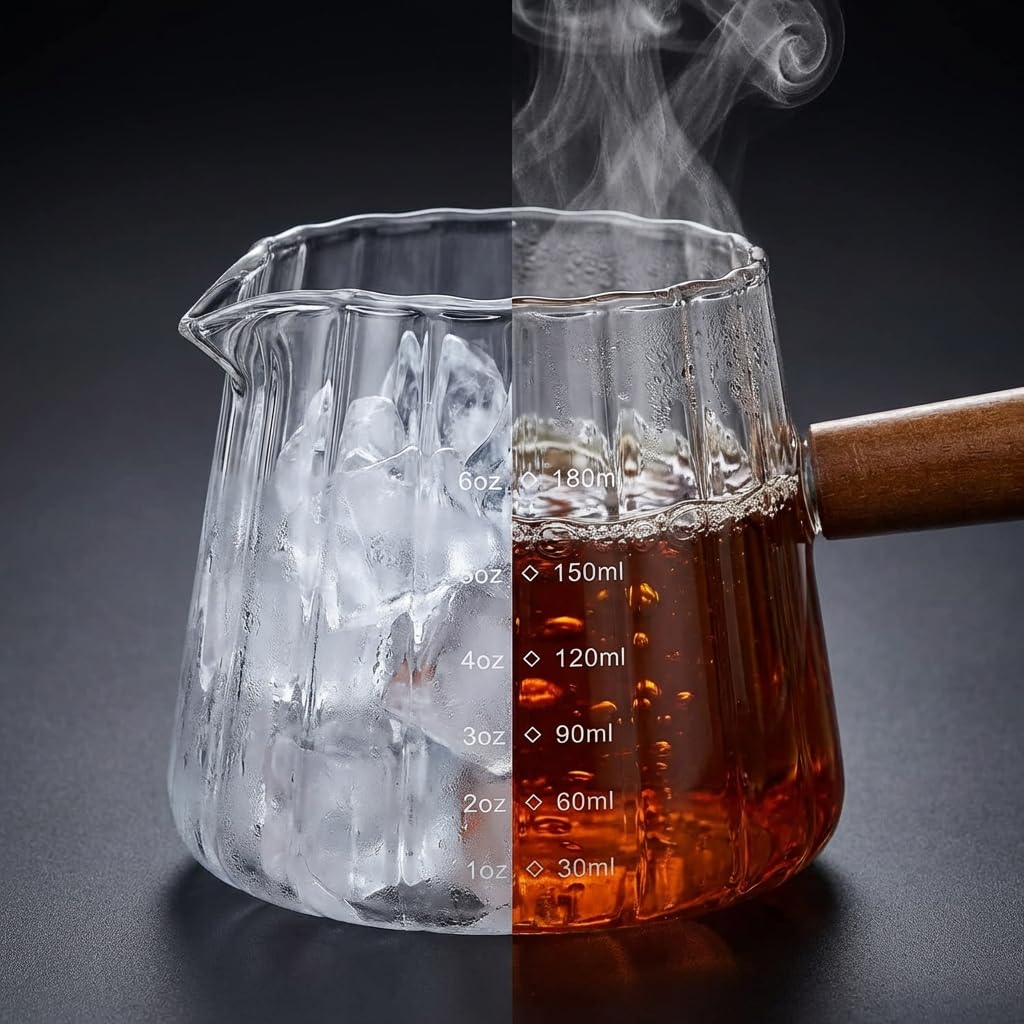 6OZ Espresso Cups Glass, JJOO Espresso Shot Cup With V-Shaped Mouth, Glass Measuring Cup, Markings in both oz & ml