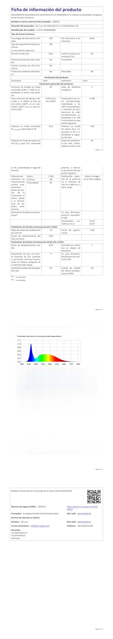 LQWELL LED Feuchtraumleuchte, LED Röhre 150x6.8x5cm IP65 Wasserfest, 45W 5050LM 6500K, Deckenleuchte Lange als Kellerleuchte, Wannenleuchte, Nassraumleuchte, Garagelampe, Werkstattlampe, 4 Stück