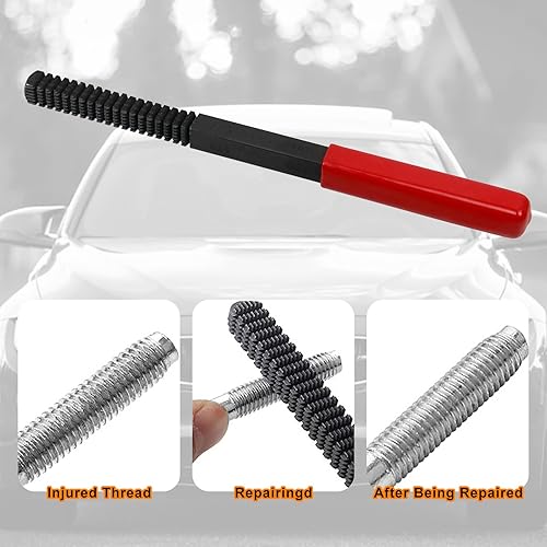 Miniatura 4 de RULLINE Juego de 15 piezas de perseguidor de roscas métricas, juego universal de 7 piezas, kit de herramientas de reparación de roscas universales,