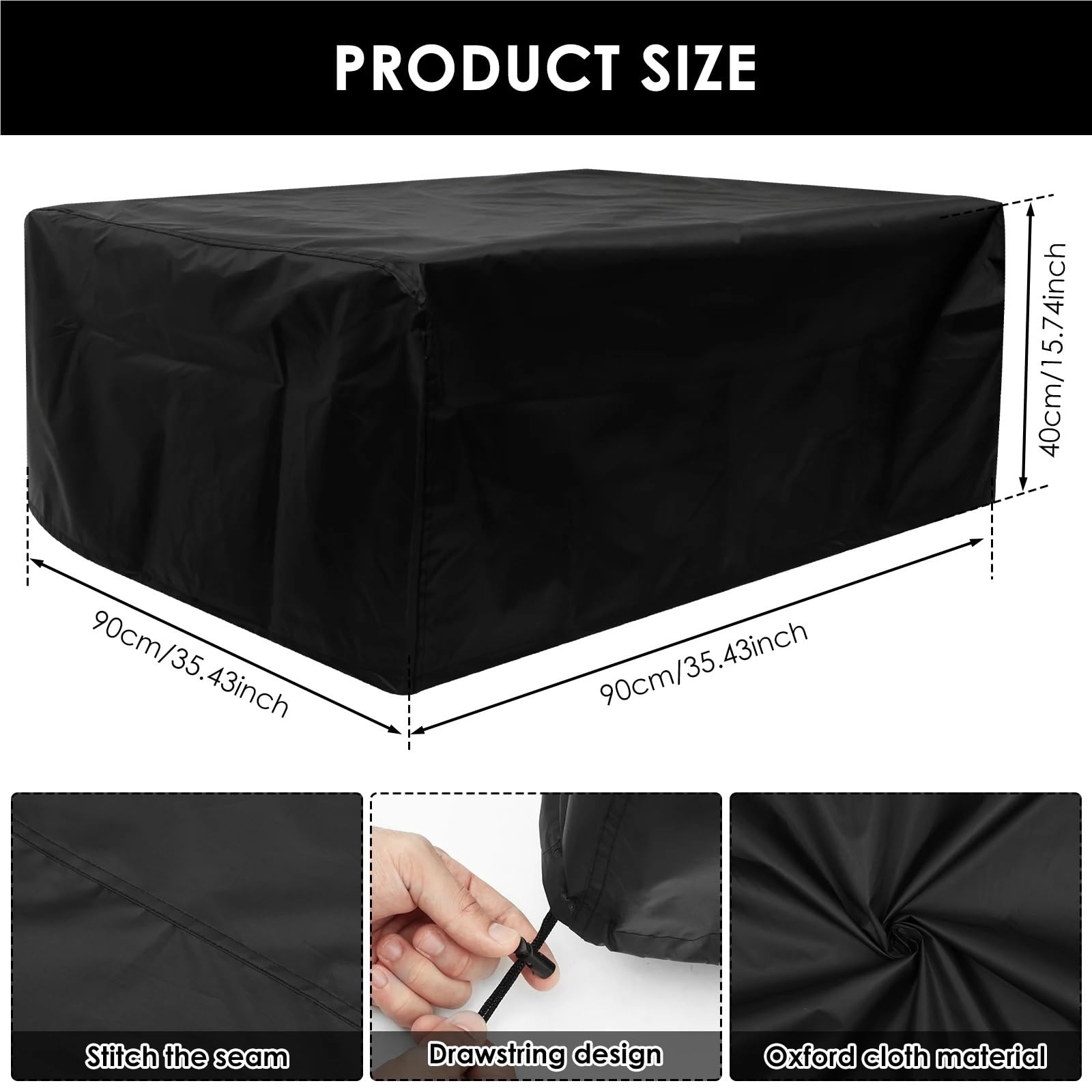 Funda for barbacoa de exterior, resistente al agua y polvo, tela Oxford, protectora for muebles jardín sala estar(90X90X40cm)