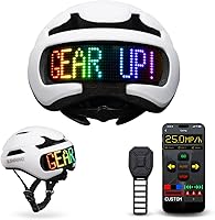 Vista 11 de Casco de bicicleta con luz – Casco de bicicleta con pantalla LED DIY para scooter, bicicleta, monopatín – Casco de pantalla LED con patrones