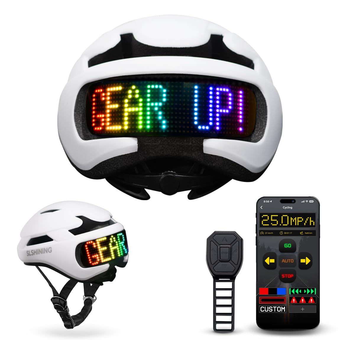 Docgari Bike Helmet with Light - Bike Helmet with DIY LED Screen for Scooter, Bicycle, Skateboard - LED Display Helmet with Customizable Patterns -