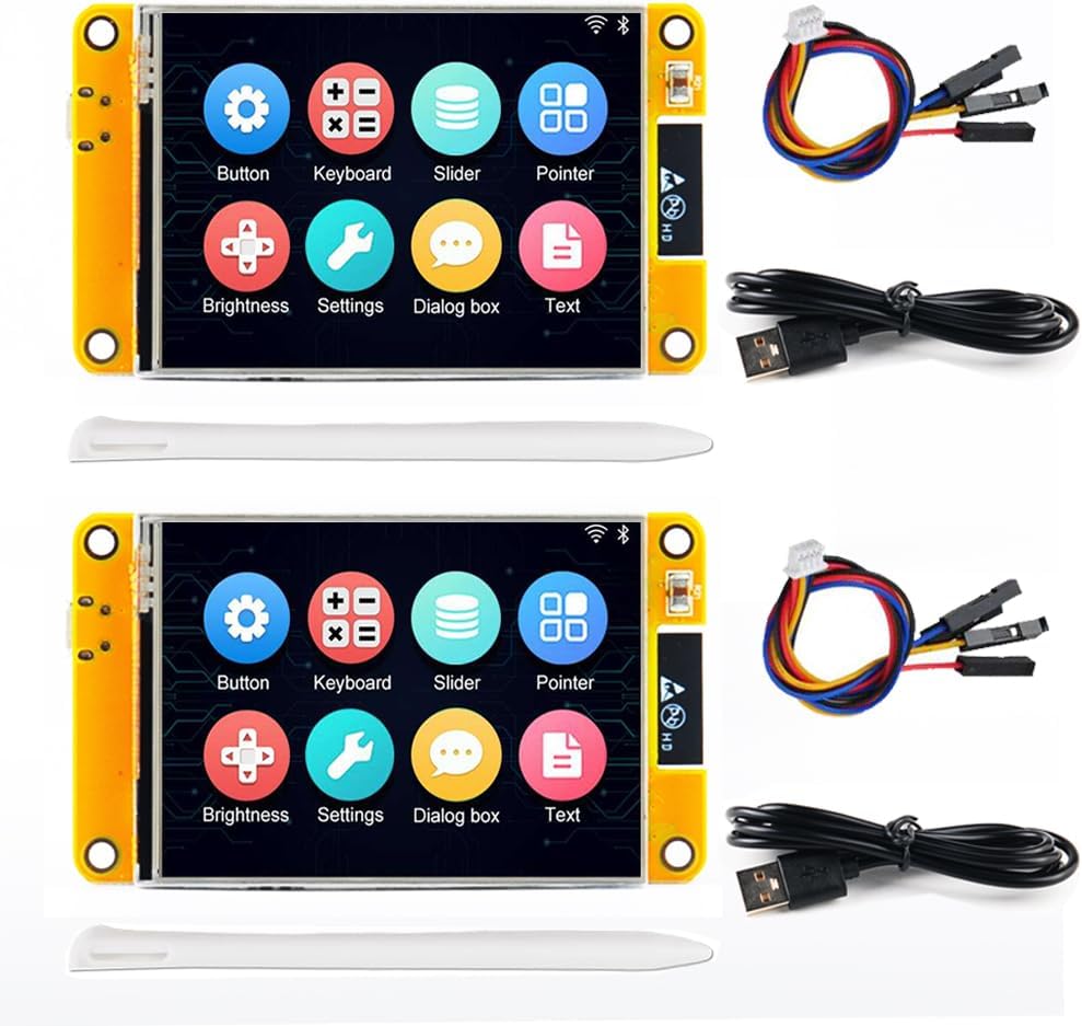 2 Pack ESP32-2432S028R Smart Display 2.8 inch 240X320 TFT with Resistive Touchscreen WiFi+BLE Dual Core ILI9341 Driver ESP32 Development Board for Arduino IoT