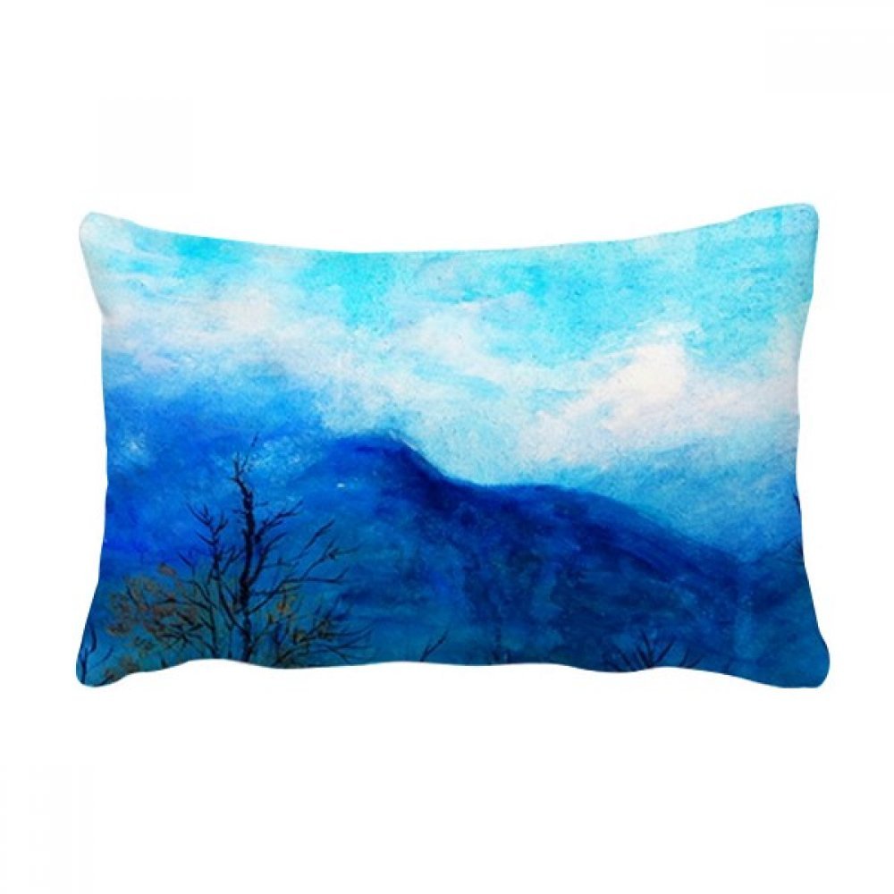 Coussin oreiller lombaire d'art, finition soignée motif peinture Blue Mountain 40x60