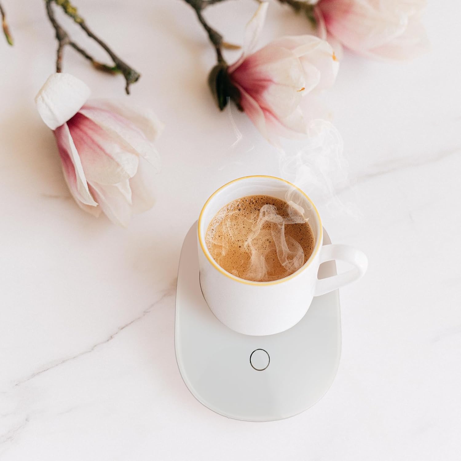 USB Powered 55℃ Mug Warmer Coaster for Desk, Compact Electric Cup Heating Pad for Coffee, Tea, and Hot Drinks, Portable Desktop Beverage Warmer with Thermostatic Temperature Control