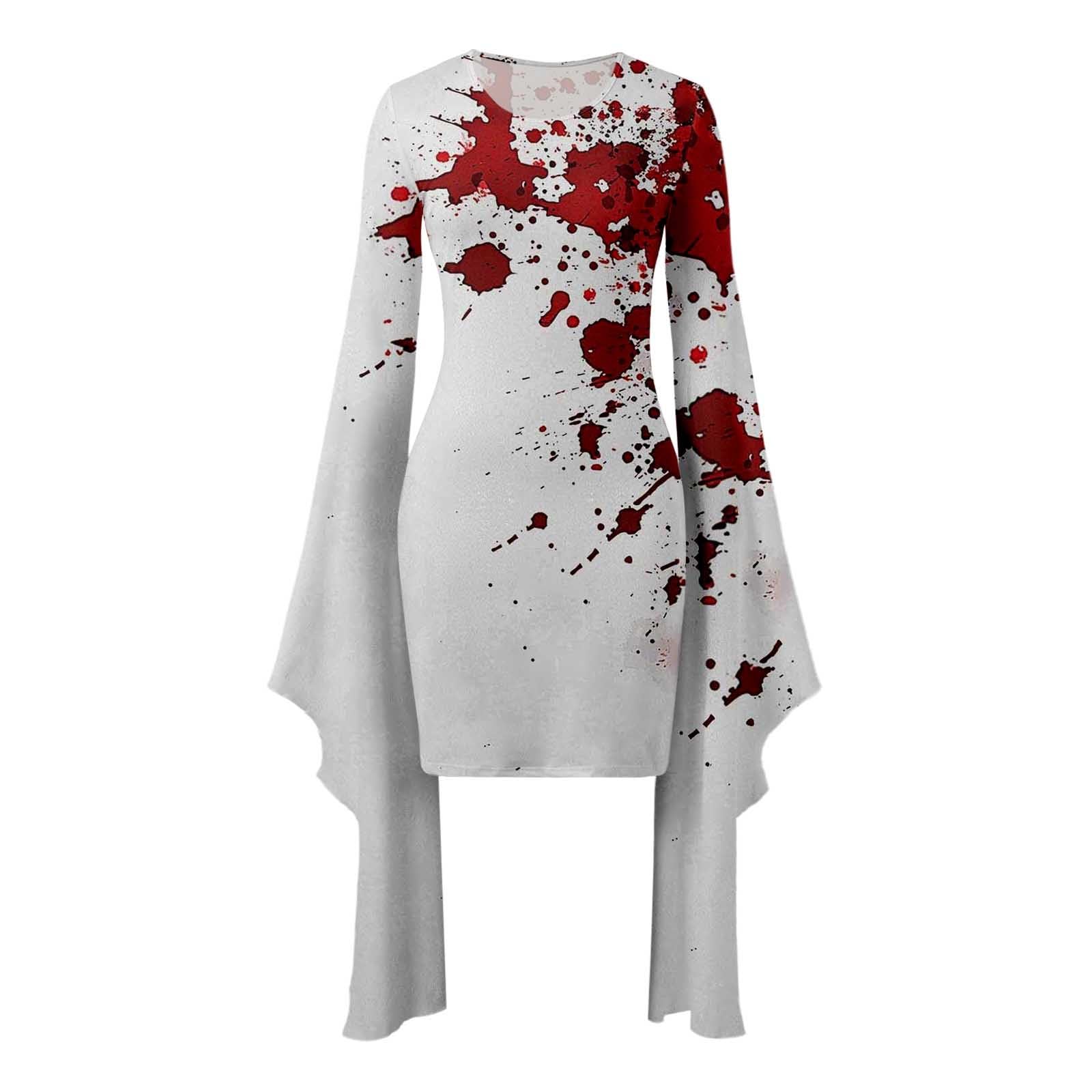 Generisch 2026 Weibliches Gothic Punk Fledermausärmel Halloween Bedrucktes unregelmäßiges Partykleid