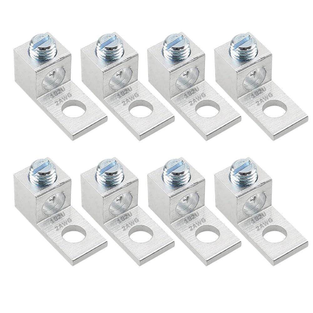 8Pcs Aluminum Mechanical Lugs, 2AWG TA-2 1B2U Terminal Mechanical Lug, 1-Hole, Silver
