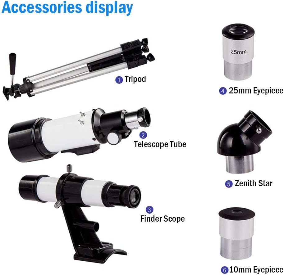 YXCKG Refracting Telescope, Portable Travel Telescope, Telescopes for Astronomy Beginners, Telescope with 2 Eyepieces, Aluminum Tripod, See Scenery and Night Sky (Size : Package 6)