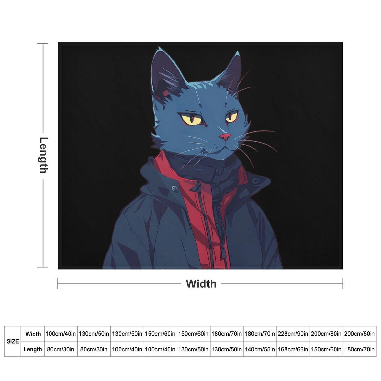 Handsome Meow Cat Soft Flannel Blanket Throw Fashion Plush Blankets Lightweight Throws for Couch Bed 30