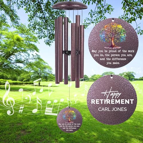 Image of ASTARIN 2025 New Retirement Gifts, Best Wishes for Retire Friends, Personalized Wind Chimes, Happy Retirement Gift for Teacher Co-Workers Grandma Women Men, Inside Garden Decorations