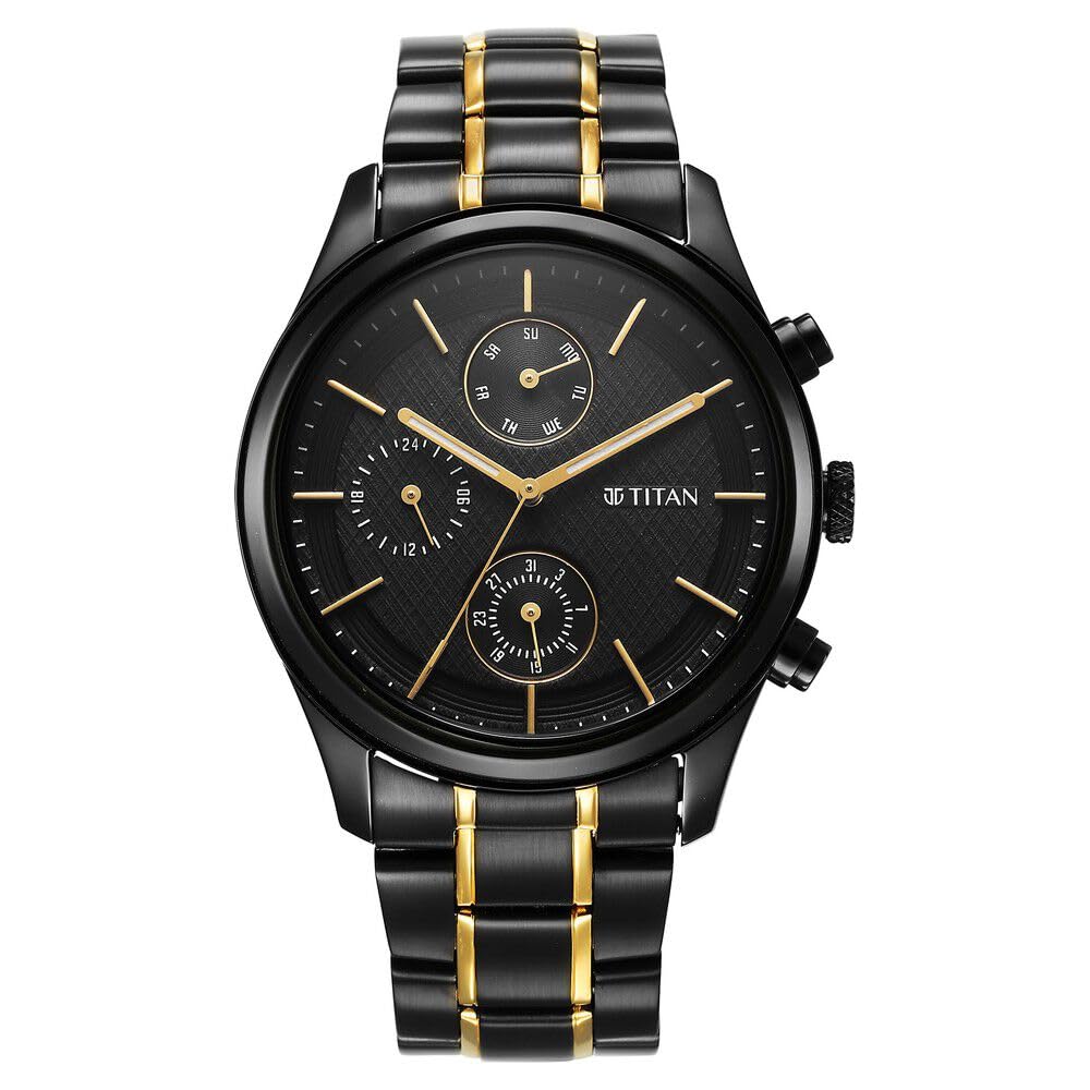 Titan Quartz Analog with Day and Date Black Dial & Multicolor Band Stainless Steel Watch for Men-NS1805KM06 (B0CSZ72PTP) Amazon Price History, Amazon Price Tracker