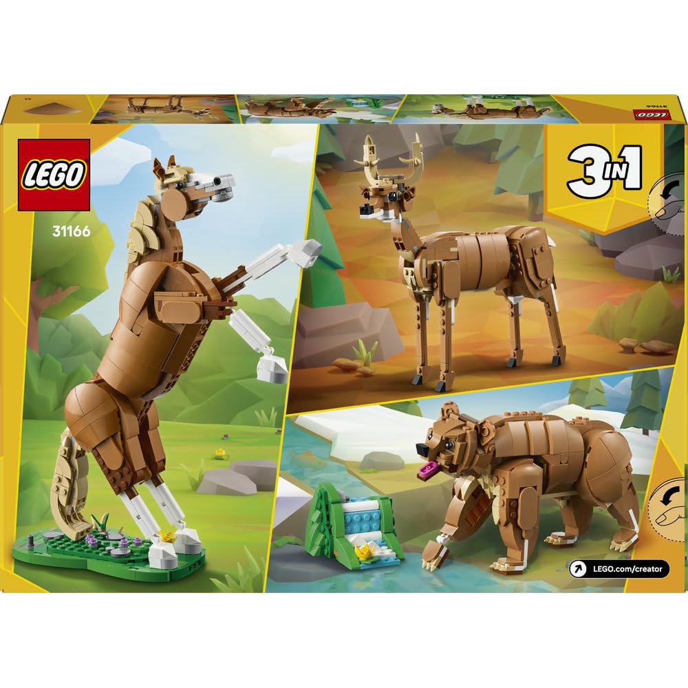 LEGO Creator 3 w 1 Piękny koń 31166 | Zestaw klocków konstrukcyjnych, figurka konia do przebudowy na niedźwiedzia lub jelenia, prezent dla dzieci 9+, 685 elementów