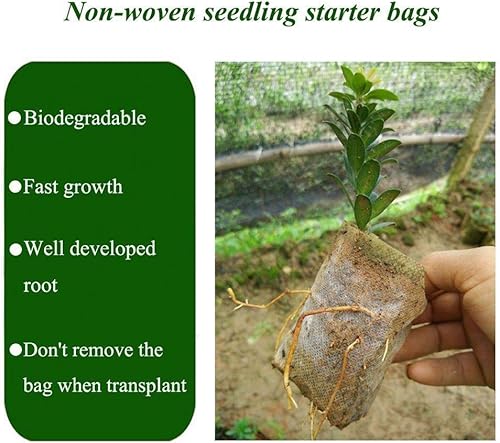 Miniatura 5 de TITA-DONG 200 bolsas biodegradables no tejidas para vivero, frutas de flores vegetales, bolsas de fibra de trasplante de suelo, bolsa de cultivo de