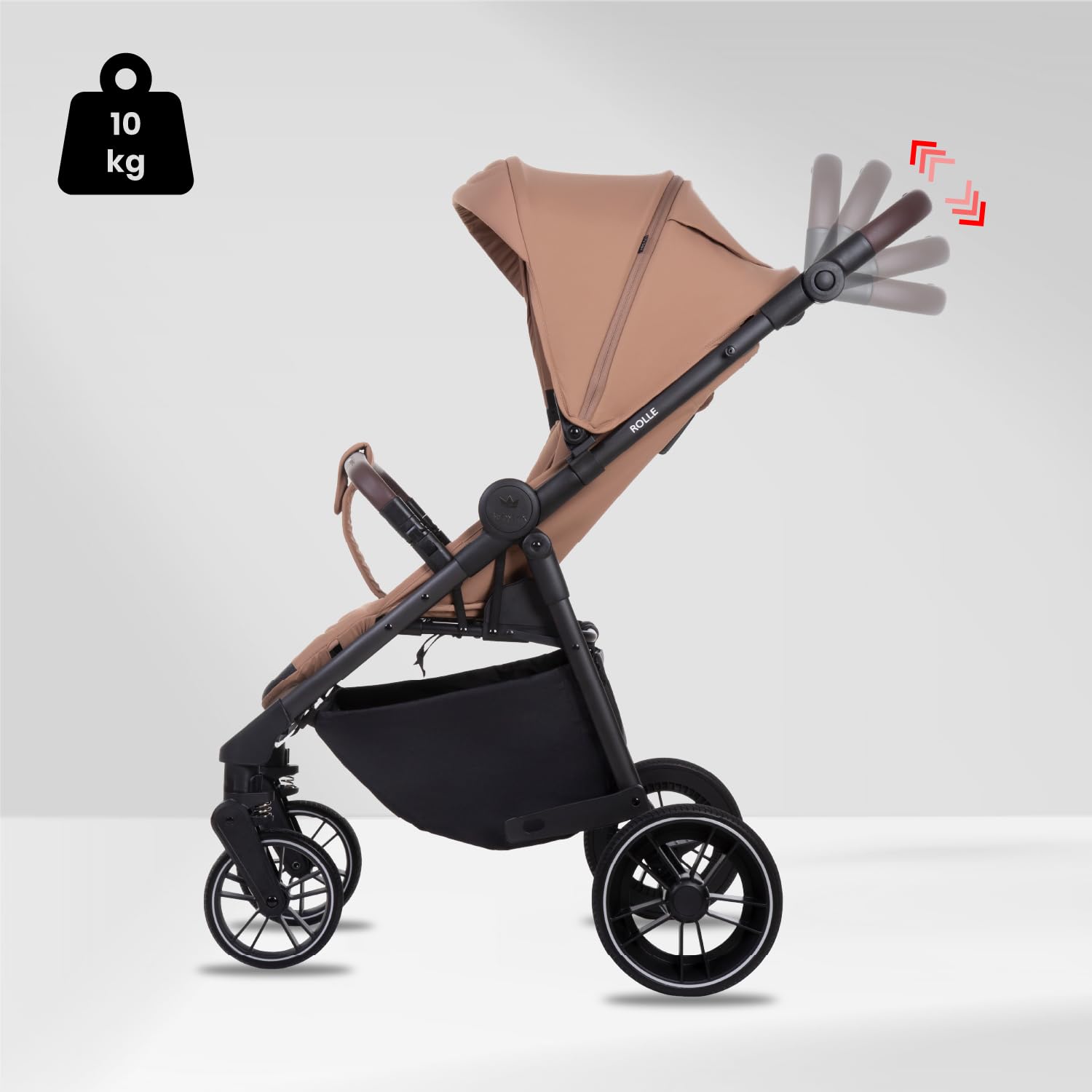 Babylux Poussette de Voyage ROLLE avec Fonction Allongée, Couleur: Latte | Poussette, Petite Et Légère, Poignée Télescopique, Pliage Compact, Sac À Langer, Sac De Voyage Et Autres Accessoires