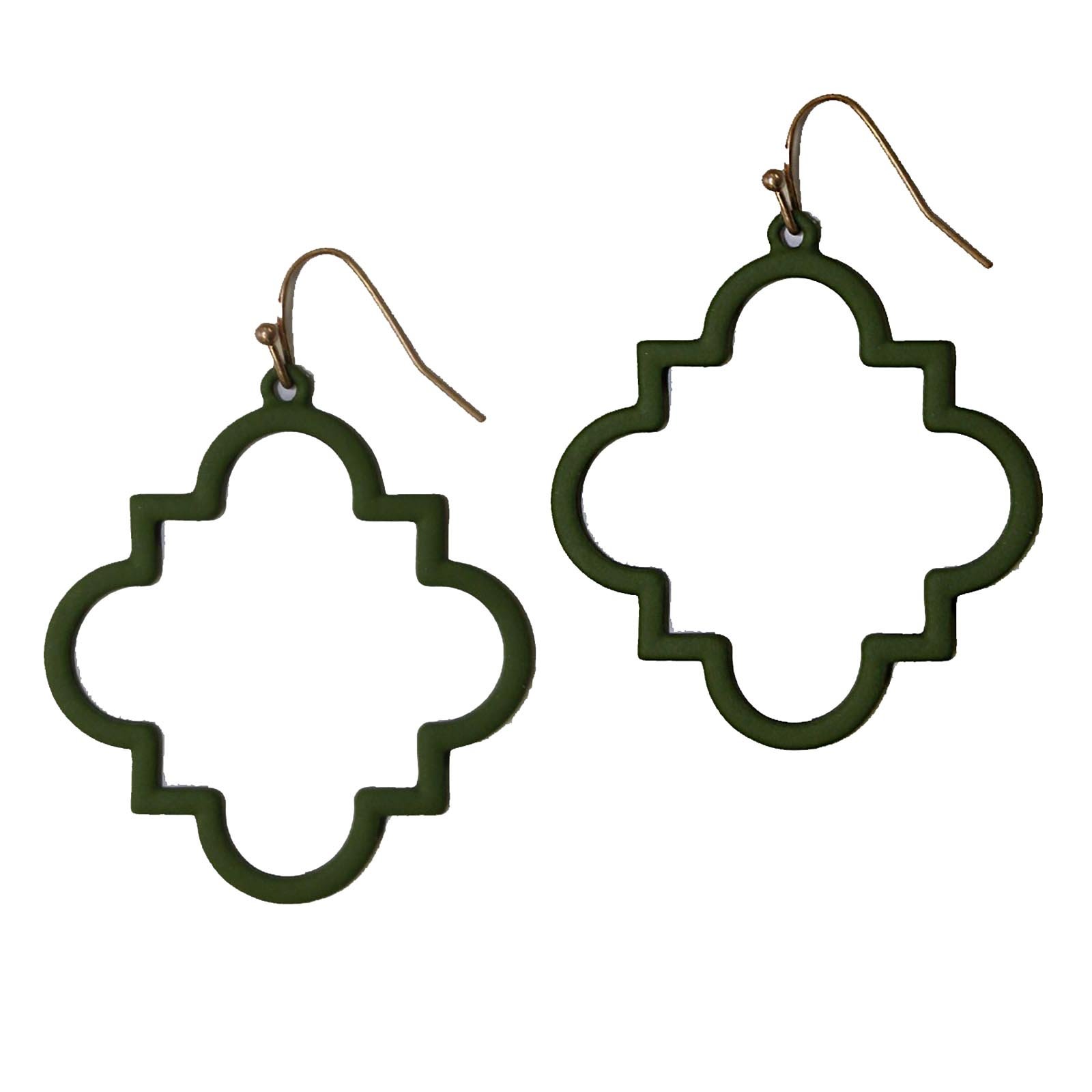 Quatrefoil Clover Gold Dangle Drop Earrings Gold Silver Two Tone Textured Trendy Fashion Earrings for Women Teen