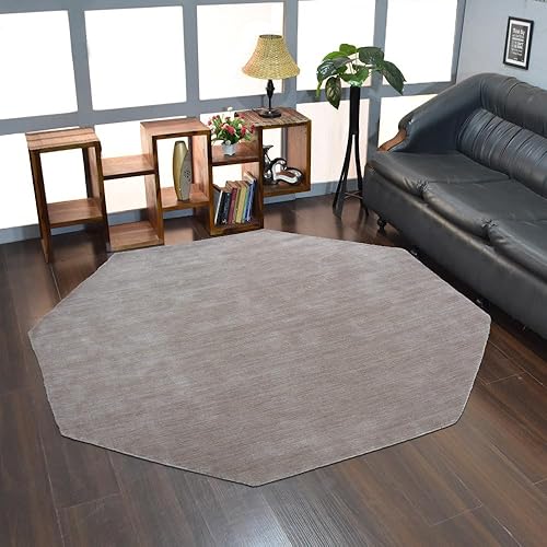 Miniatura 69 de Rugsotic Carpets Alfombra de Área Gabbeh de Lana Anudada a Mano 8'x10' Marrón Sólido L00111 Marrón,Verde,Beige,Azul / Patchwork,Camel,Carbón