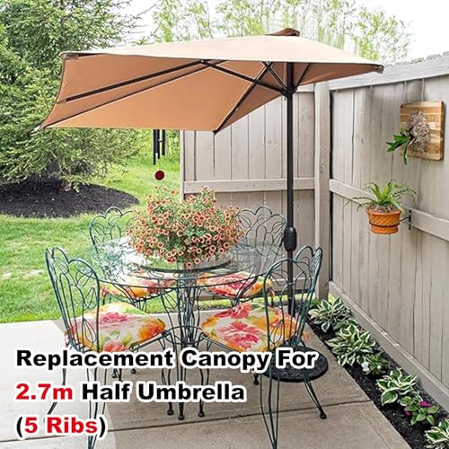 Parasol d'extérieur de remplacement 2,7 m toile polyester imperméable à 5 baleines - 3