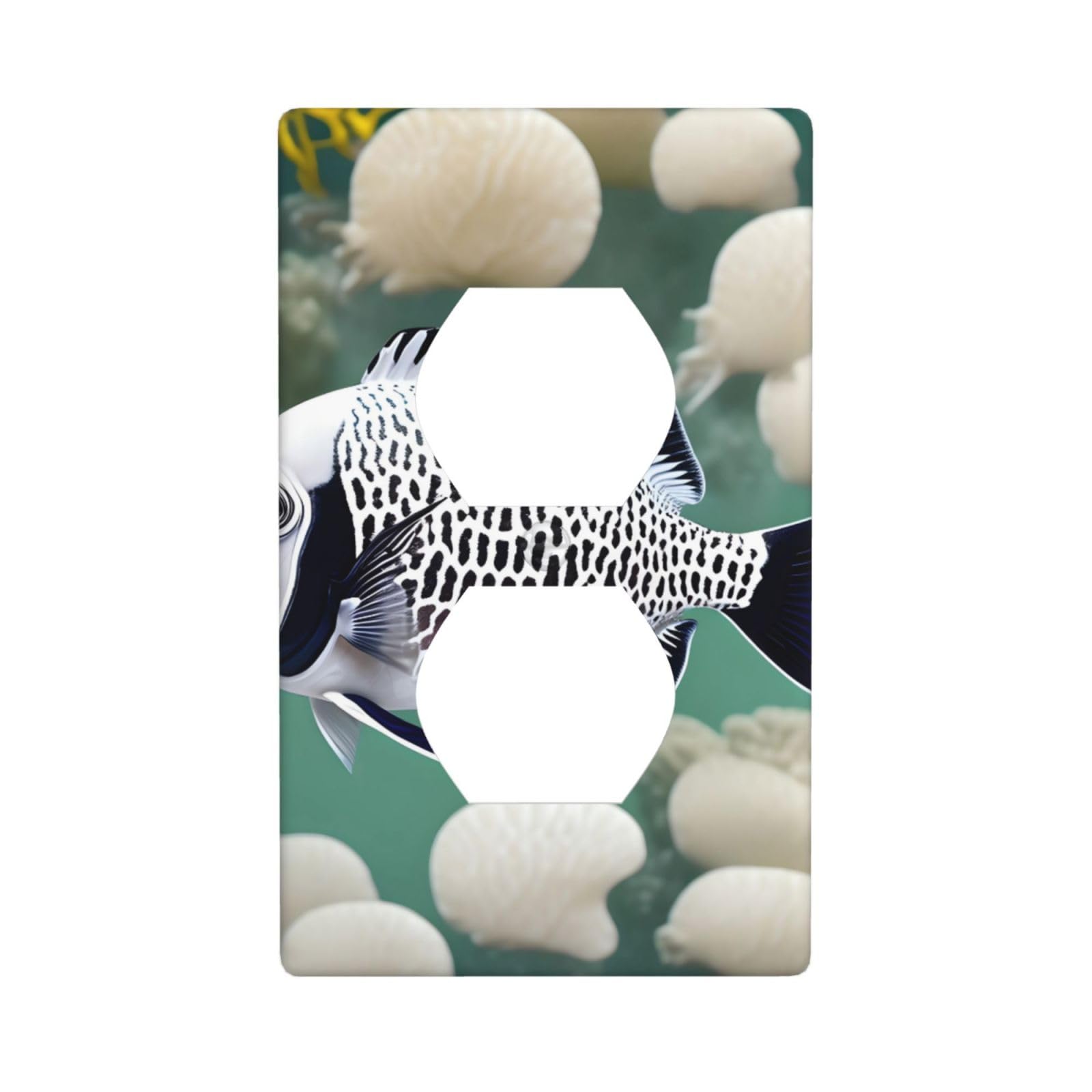 White Tropical Fish Decorative Switch Plate Cover-Unbreakable Polycarbonate Wall Plate for Home Office, 1 Gang with Screws