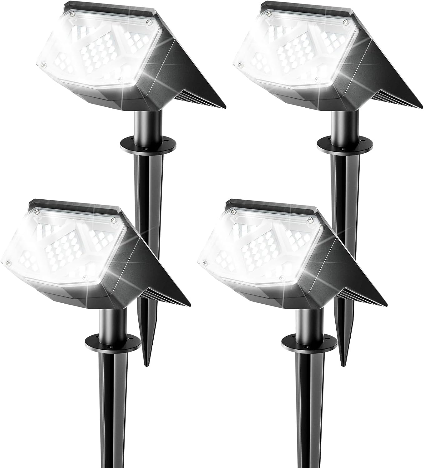 Anordsem Solar Spot Lights Outdoor: 1000mAh+ABS Waterproof Case 6 Pack - 2 Warm Light Modes for Yard Garden Path Decoration - Bright Security Lighting Gifts for Homeowner