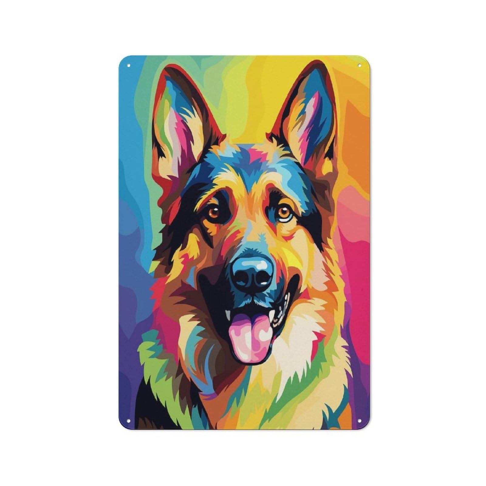Junmoney German Shepherd Colorful Shop Front Style Bistro Metal Sign 30X20cm, Cafe Wall Decor For Tea Room, Shop Wall Or Breakfast Area