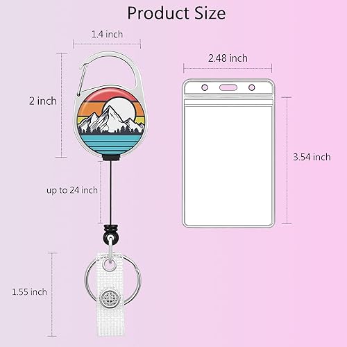 Miniatura 2 de Llavero retráctil de carrete de insignia, resistente con clip para cinturón, soporte para tarjetas de identificación verticales impermeables para 1