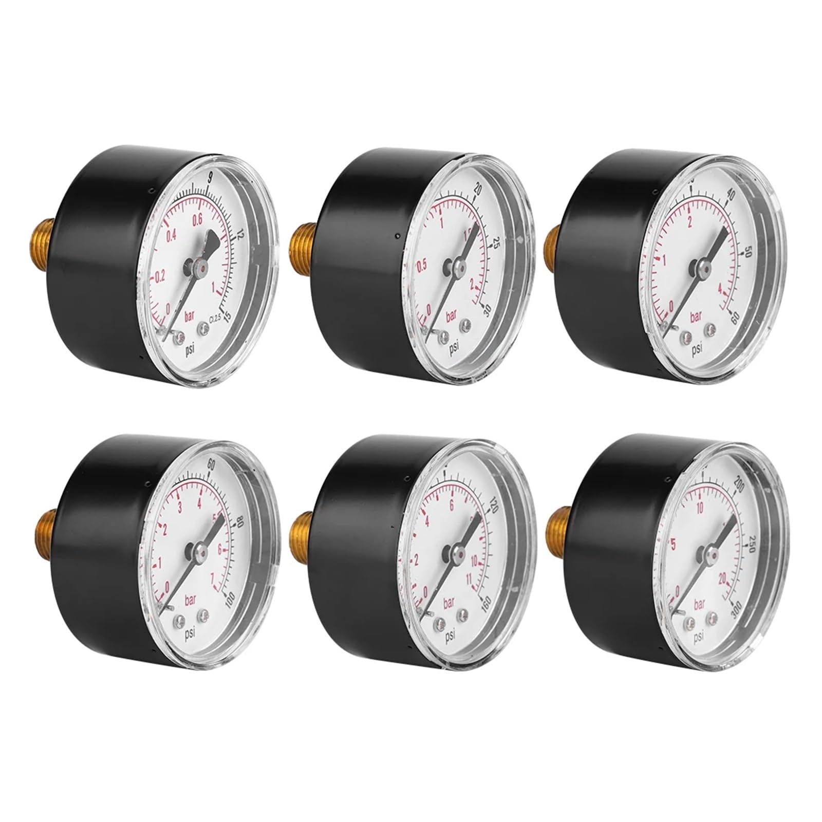 Manómetro de presión， Manómetro Digital de 50 mm con conexión Trasera de 1/4" for Agua, petróleo y Gas, rangos múltiples(0-15psi 0-1bar)