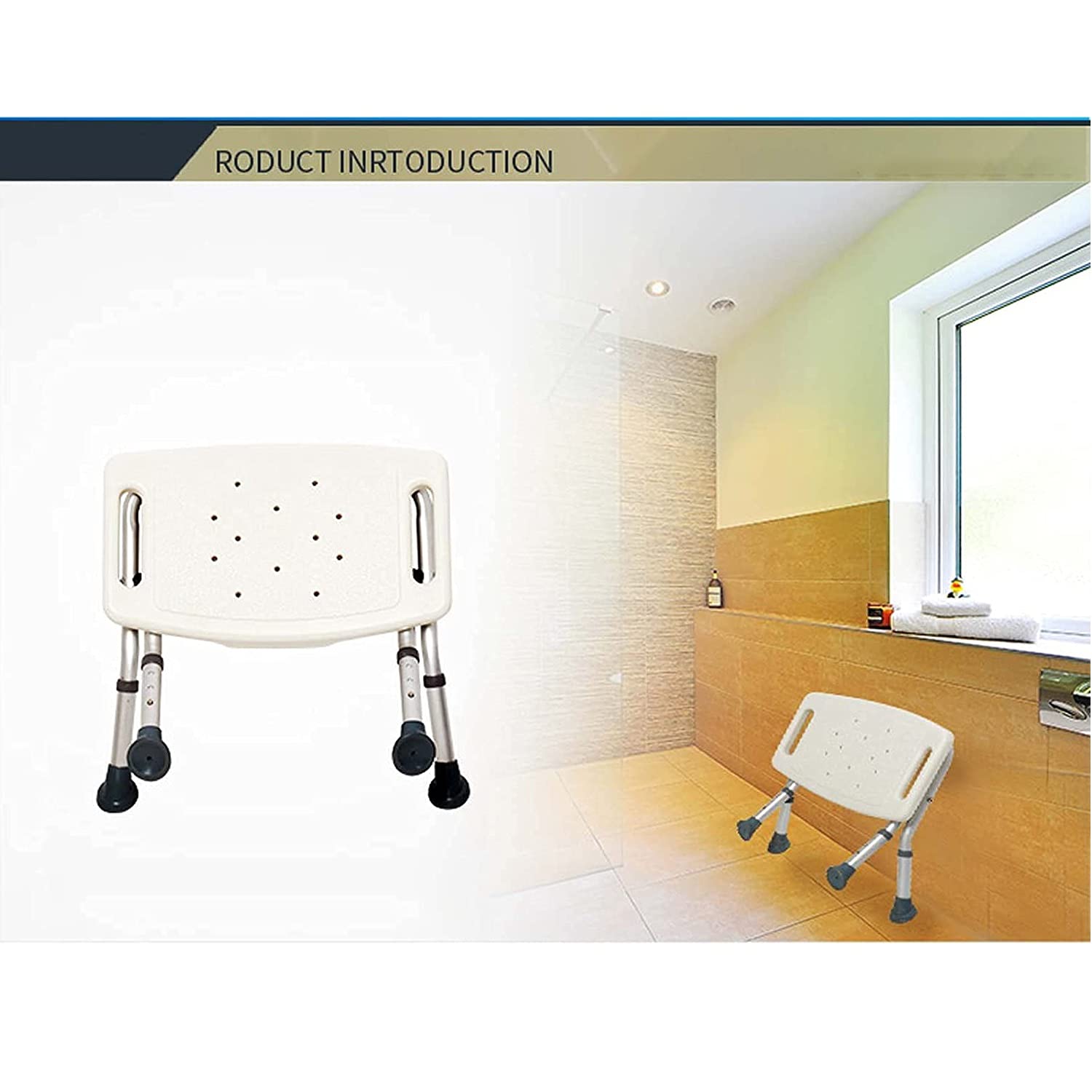 Silla de Ducha Plegable, Banco de Ducha Antideslizante de Altura Ajustable, Taburete de Ducha Resistente para baño con reposabrazos, para Ancianos, discapacitados y Embarazadas